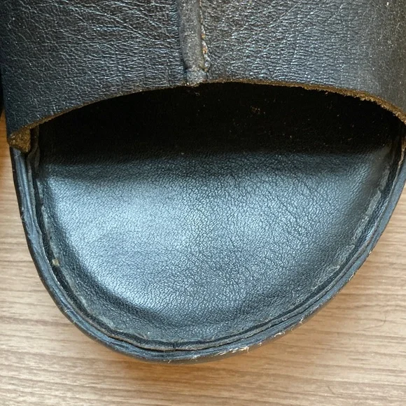 Saramanda sheep skin leather Slide Sandals black 11 display picture 1